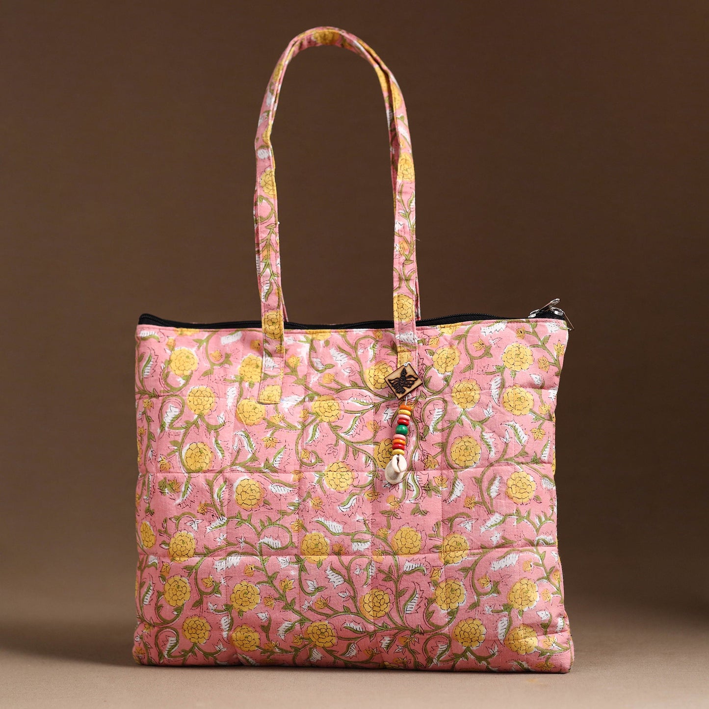Pink Handcrafted Quilted Cotton Hand Bag 47
