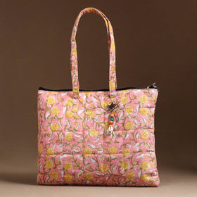 Pink Handcrafted Quilted Cotton Hand Bag 47