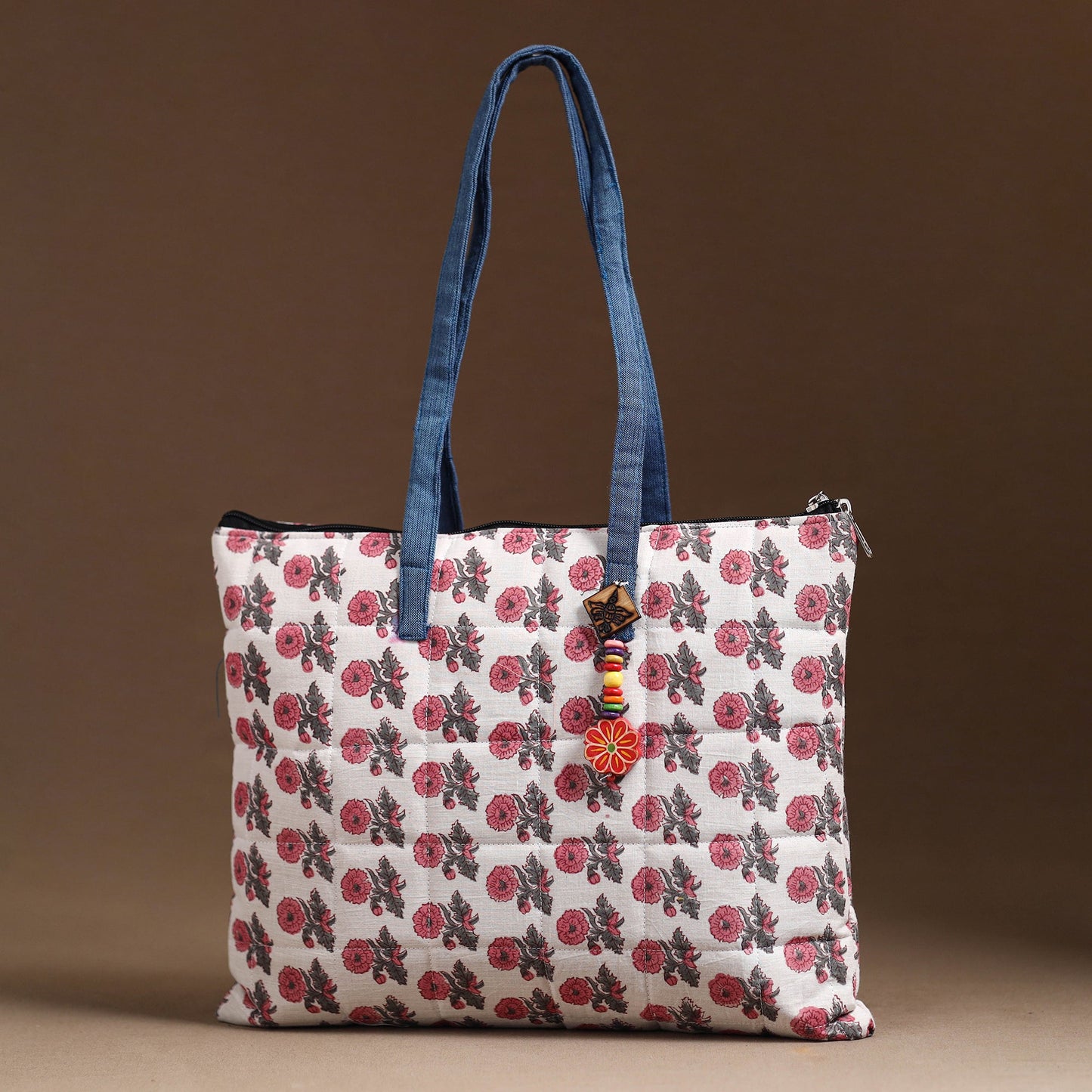 Pink Handcrafted Quilted Cotton Hand Bag 50