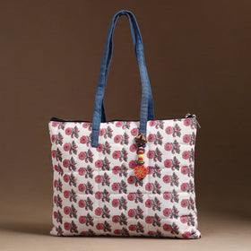 Pink Handcrafted Quilted Cotton Hand Bag 50