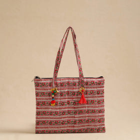 Pink Handcrafted Quilted Cotton Hand Bag
