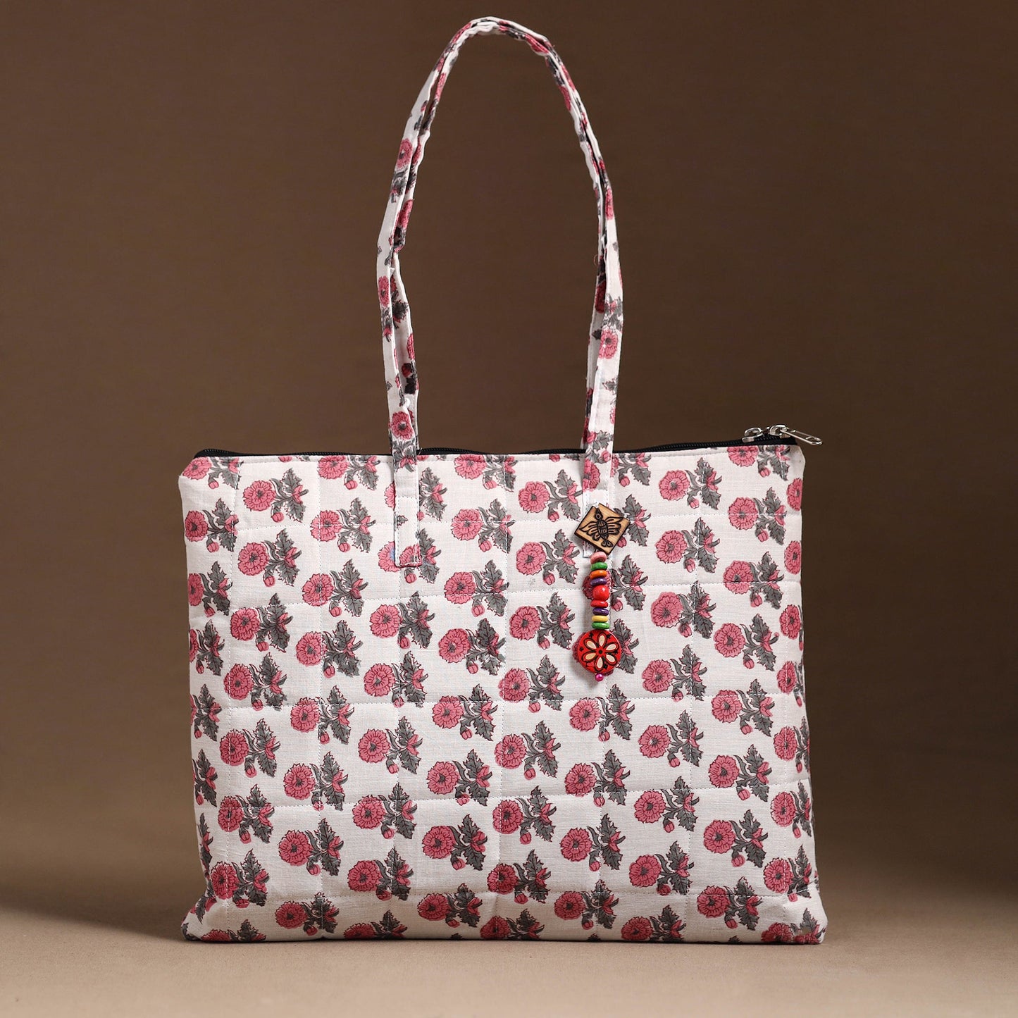 Pink Handcrafted Quilted Cotton Hand Bag 51