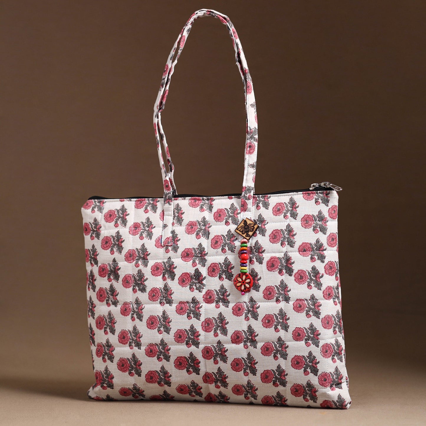 Pink Handcrafted Quilted Cotton Hand Bag 51