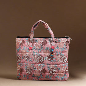 Pink Handcrafted Quilted Cotton Hand Bag 55