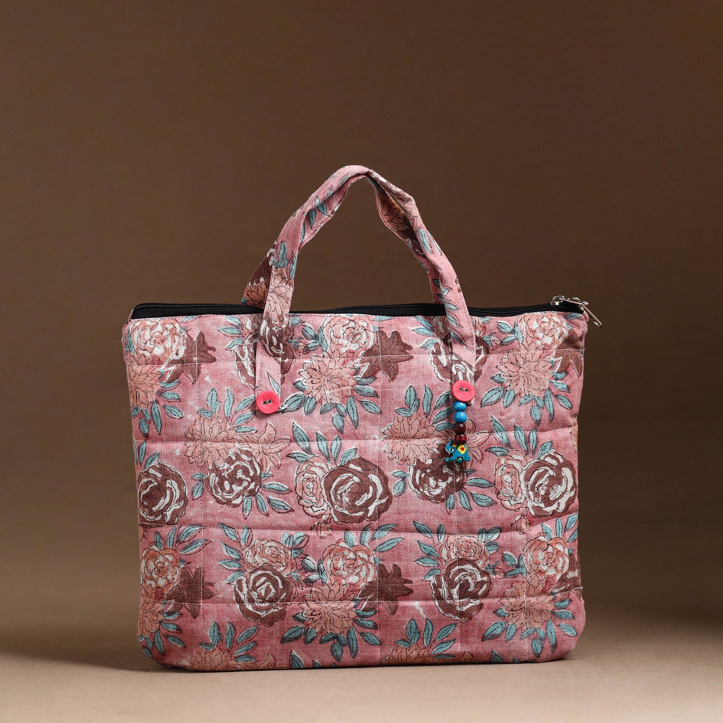 Pink Handcrafted Quilted Cotton Hand Bag 55
