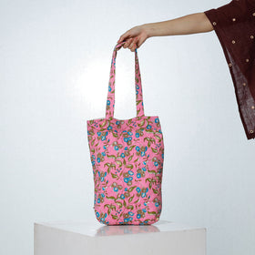 Pink Handcrafted Quilted Sanganeri Block Printed Shoulder Bag