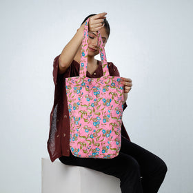 Pink Handcrafted Quilted Sanganeri Block Printed Shoulder Bag
