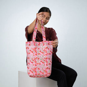 Pink Handcrafted Quilted Sanganeri Block Printed Shoulder Bag
