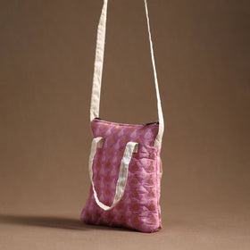 Pink - handcrafted quilted silk sling bag 12