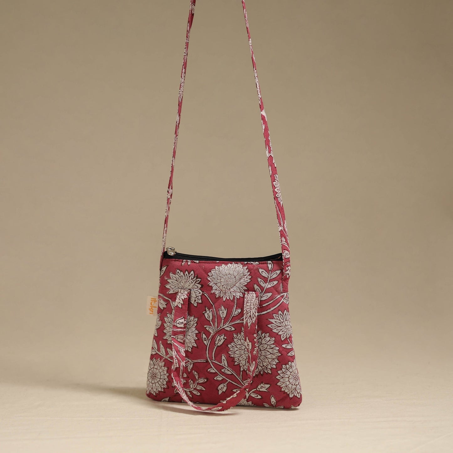 Handcrafted quilted sling bag 13