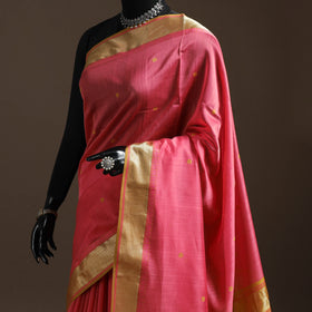 Pink - handloom buti maheshwari saree with thread zari