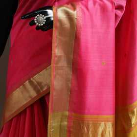 Pink - handloom buti maheshwari saree with thread zari