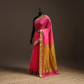 Pink - handloom buti maheshwari saree with thread zari