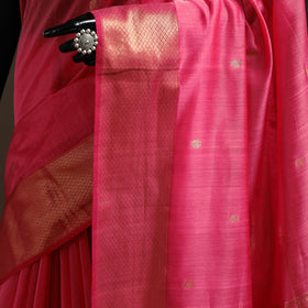Pink - handloom buti maheshwari saree with zari border 44