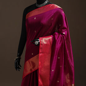 Pink - handloom buti maheshwari saree with zari border 45