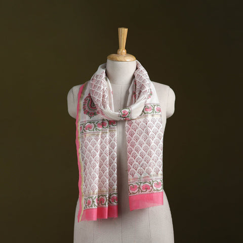 Handloom chanderi silk sanganeri stole 09 - handcrafted
