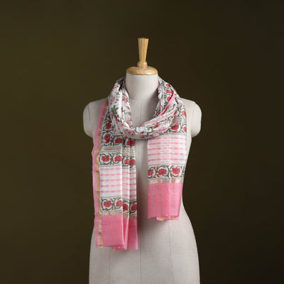 Handloom chanderi silk sanganeri stole 14 - handcrafted