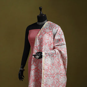 Pink - handloom chanderi silk hand sanganeri dupatta 16