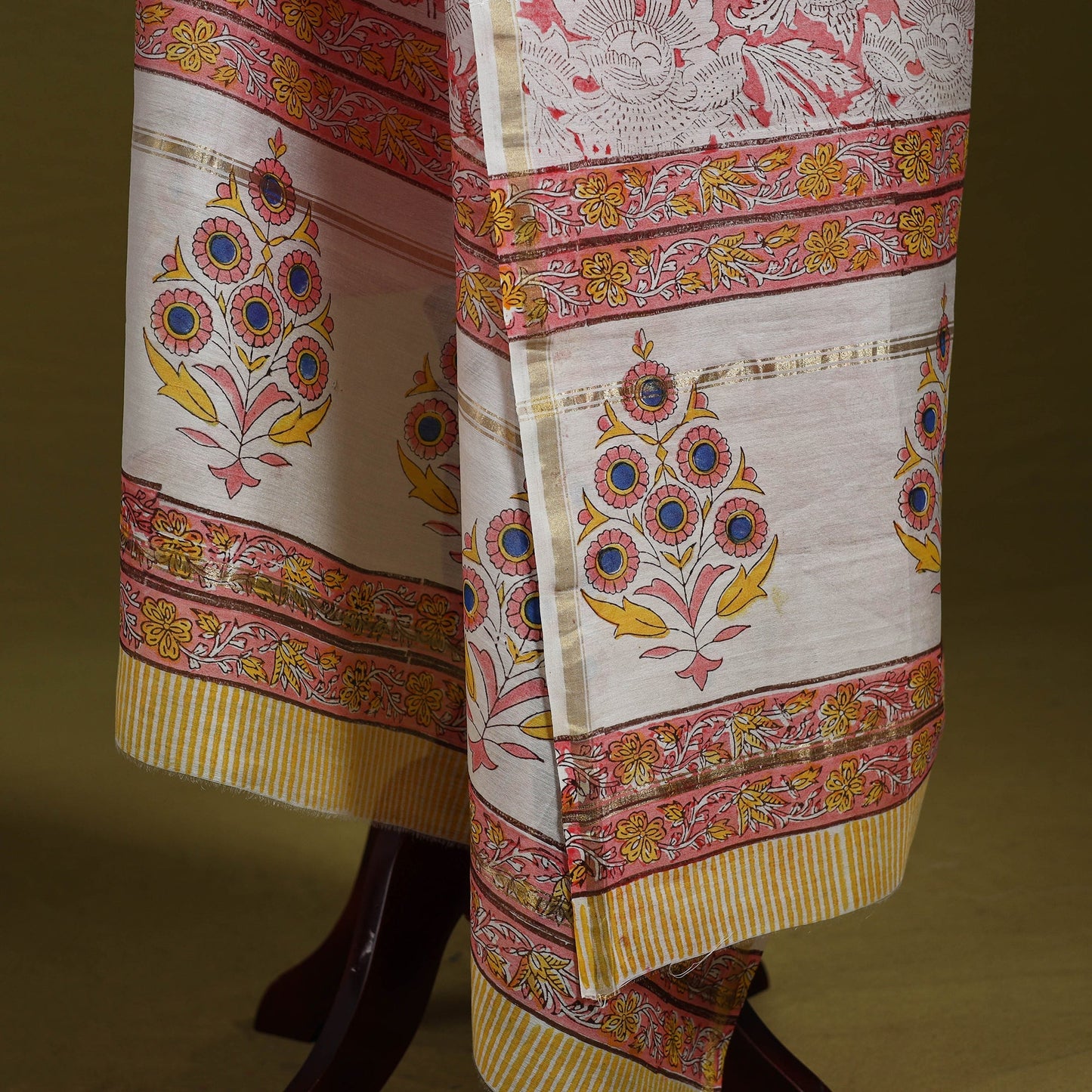 Pink - handloom chanderi silk hand sanganeri dupatta 16