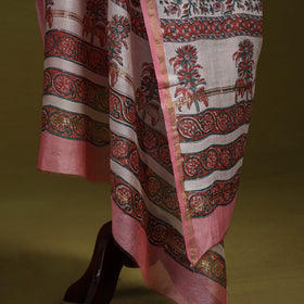 Pink - handloom chanderi silk hand sanganeri dupatta 36