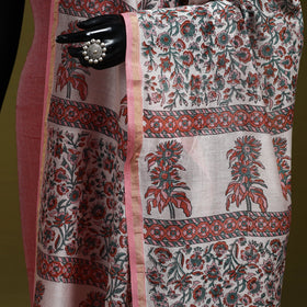 Pink - handloom chanderi silk hand sanganeri dupatta 36