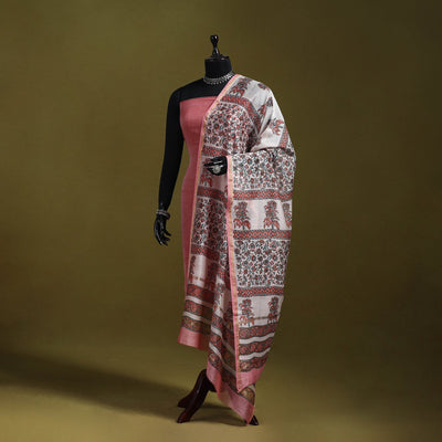 Pink - handloom chanderi silk hand sanganeri dupatta 36