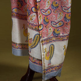 Pink - handloom chanderi silk hand sanganeri dupatta 28