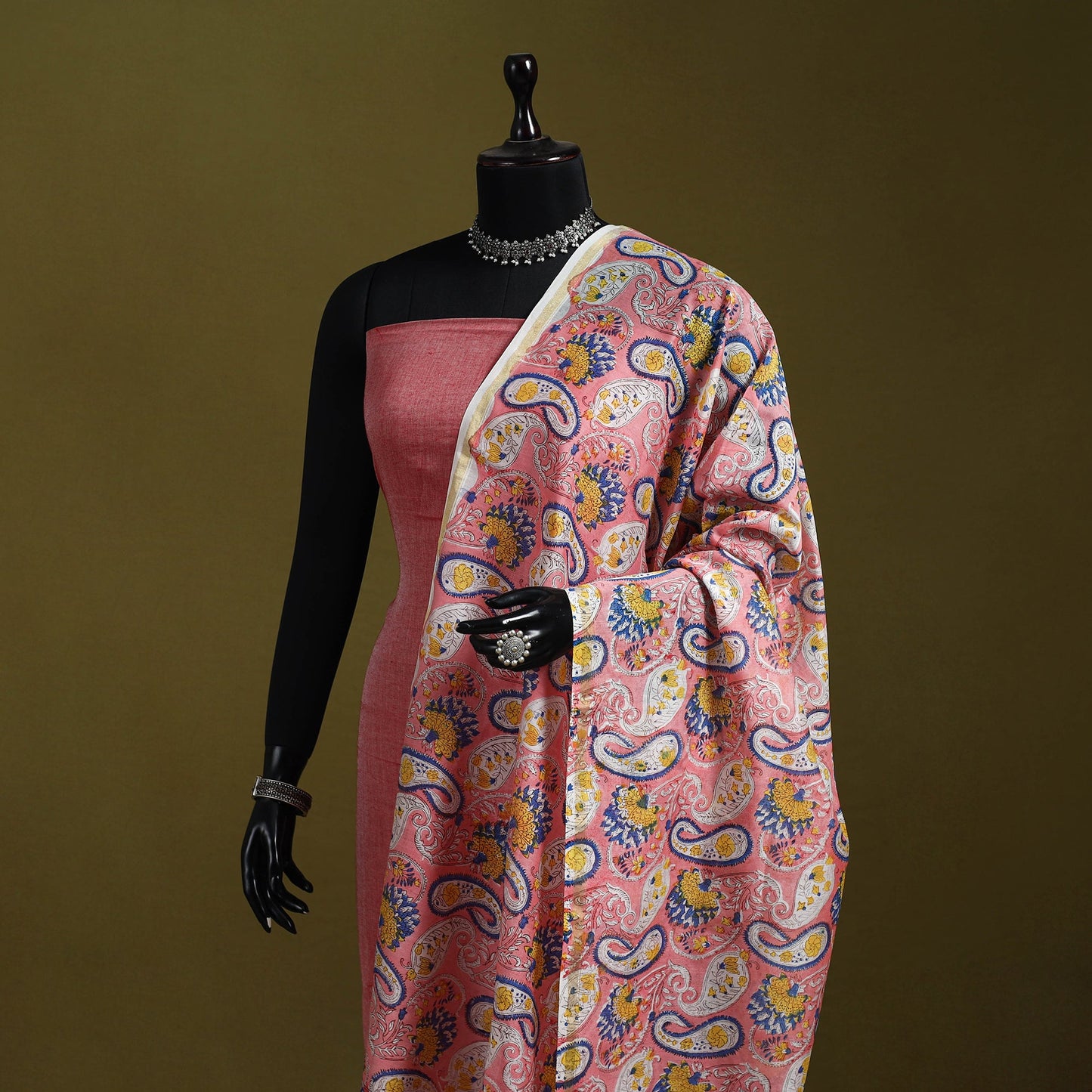 Pink - handloom chanderi silk hand sanganeri dupatta 28