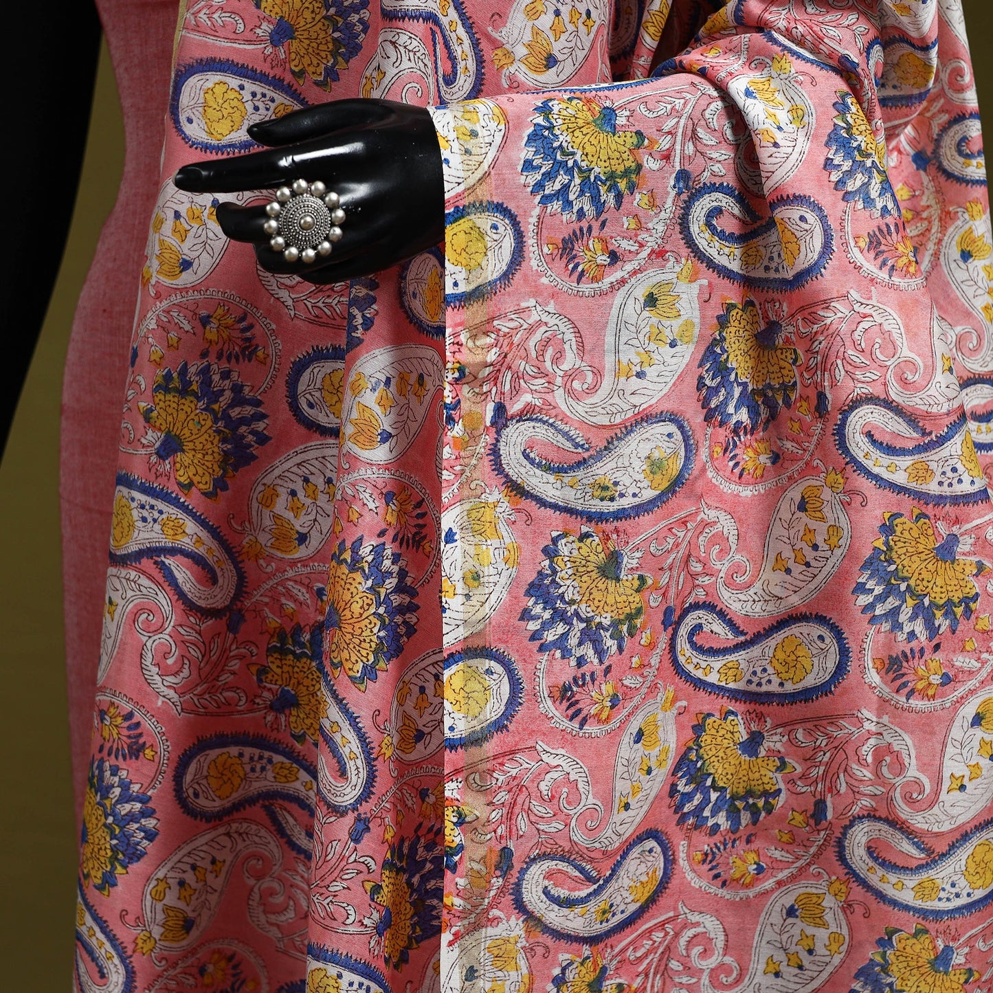 Pink - handloom chanderi silk hand sanganeri dupatta 28