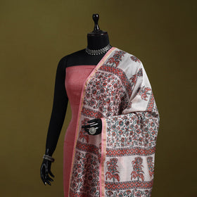 Pink - handloom chanderi silk hand sanganeri dupatta 36
