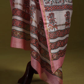 Pink - handloom chanderi silk hand sanganeri dupatta 36