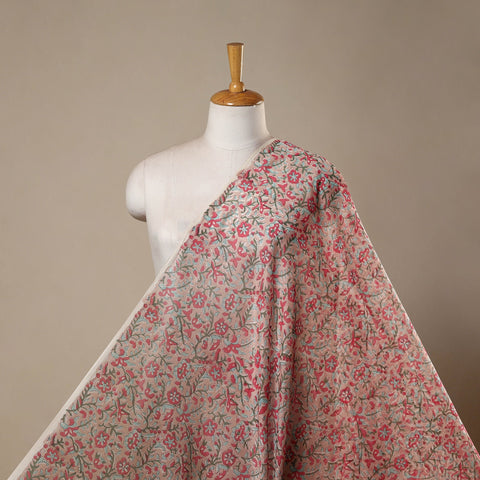 Handloom chanderi silk hand sanganeri fabric 05