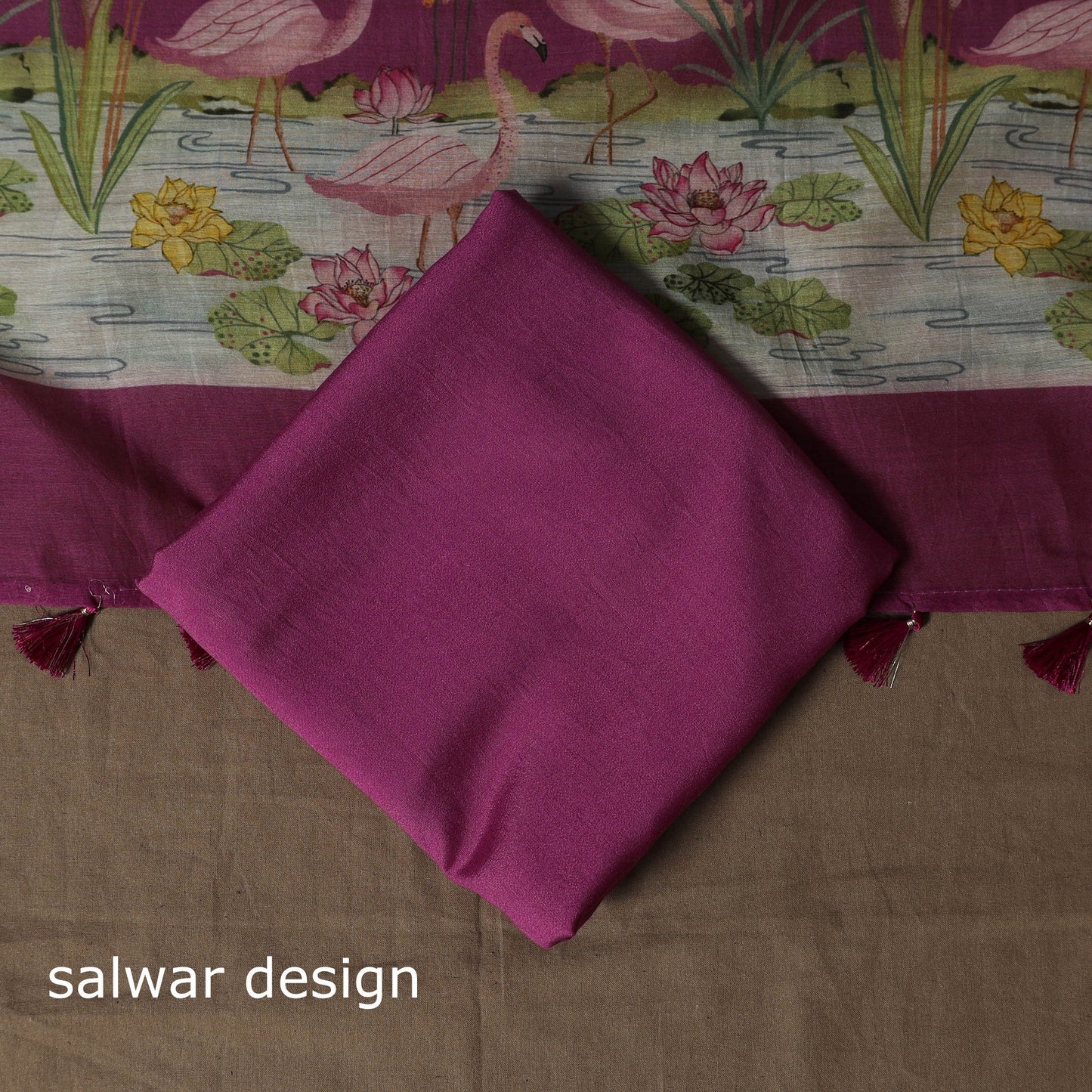 Handloom chanderi silk mukaish work 3pc unstitched dress