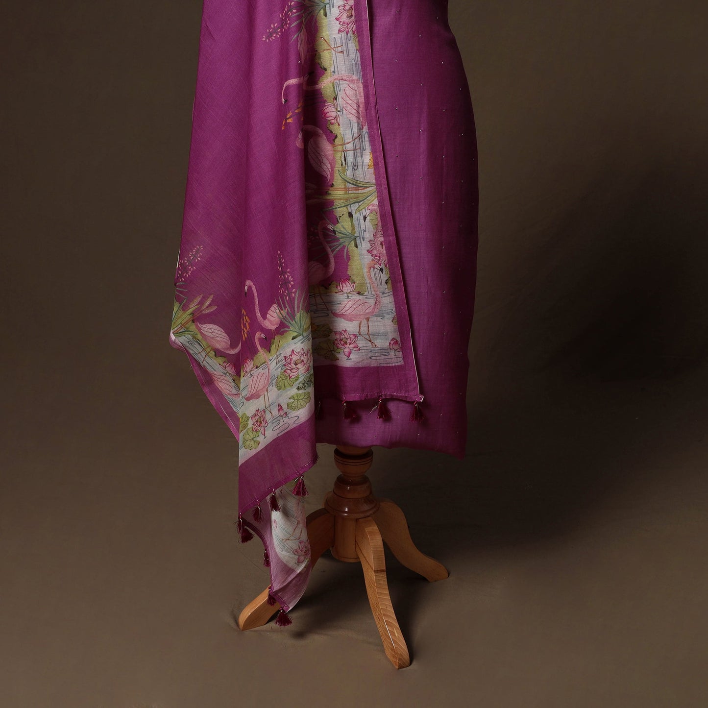 Handloom chanderi silk mukaish work 3pc unstitched dress