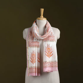 Handloom chanderi silk sanganeri stole 11 - handcrafted