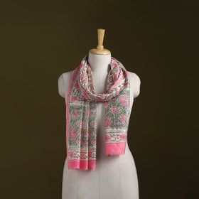 Handloom chanderi silk sanganeri stole 15 - handcrafted