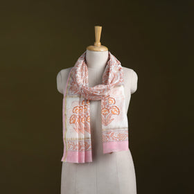 Handloom chanderi silk sanganeri stole 18 - handcrafted