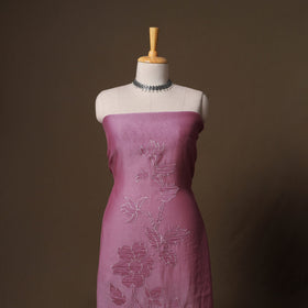 Handloom chanderi silk thread work 3pc unstitched dress
