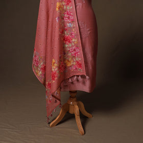 Handloom chanderi silk thread work 3pc unstitched dress