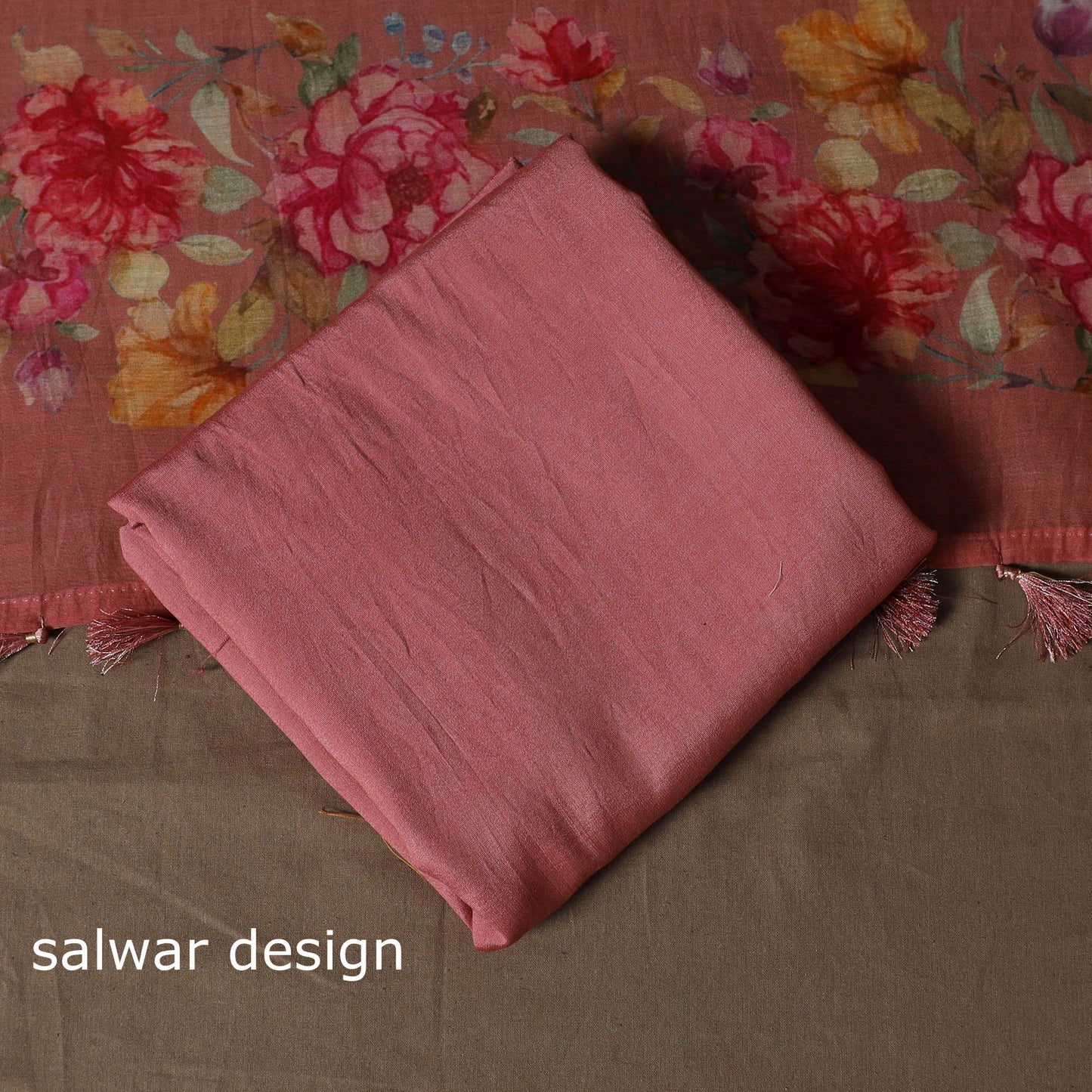 Handloom chanderi silk thread work 3pc unstitched dress
