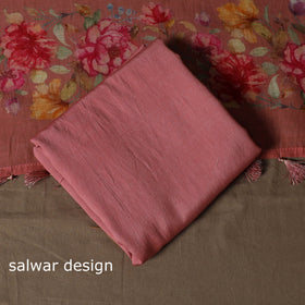 Handloom chanderi silk thread work 3pc unstitched dress