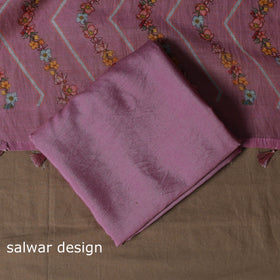 Handloom chanderi silk thread work 3pc unstitched dress