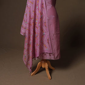 Handloom chanderi silk thread work 3pc unstitched dress