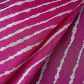 Pink Handloom Chanderi Silk Tie-Dye Leheriya Fabric