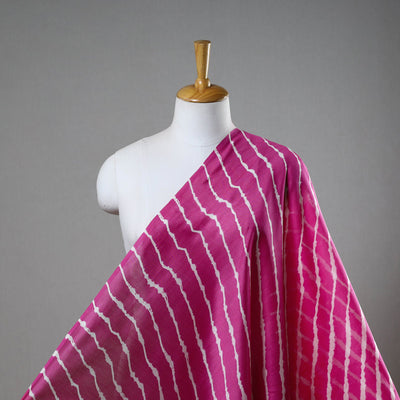 Pink Handloom Chanderi Silk Tie-Dye Leheriya Fabric