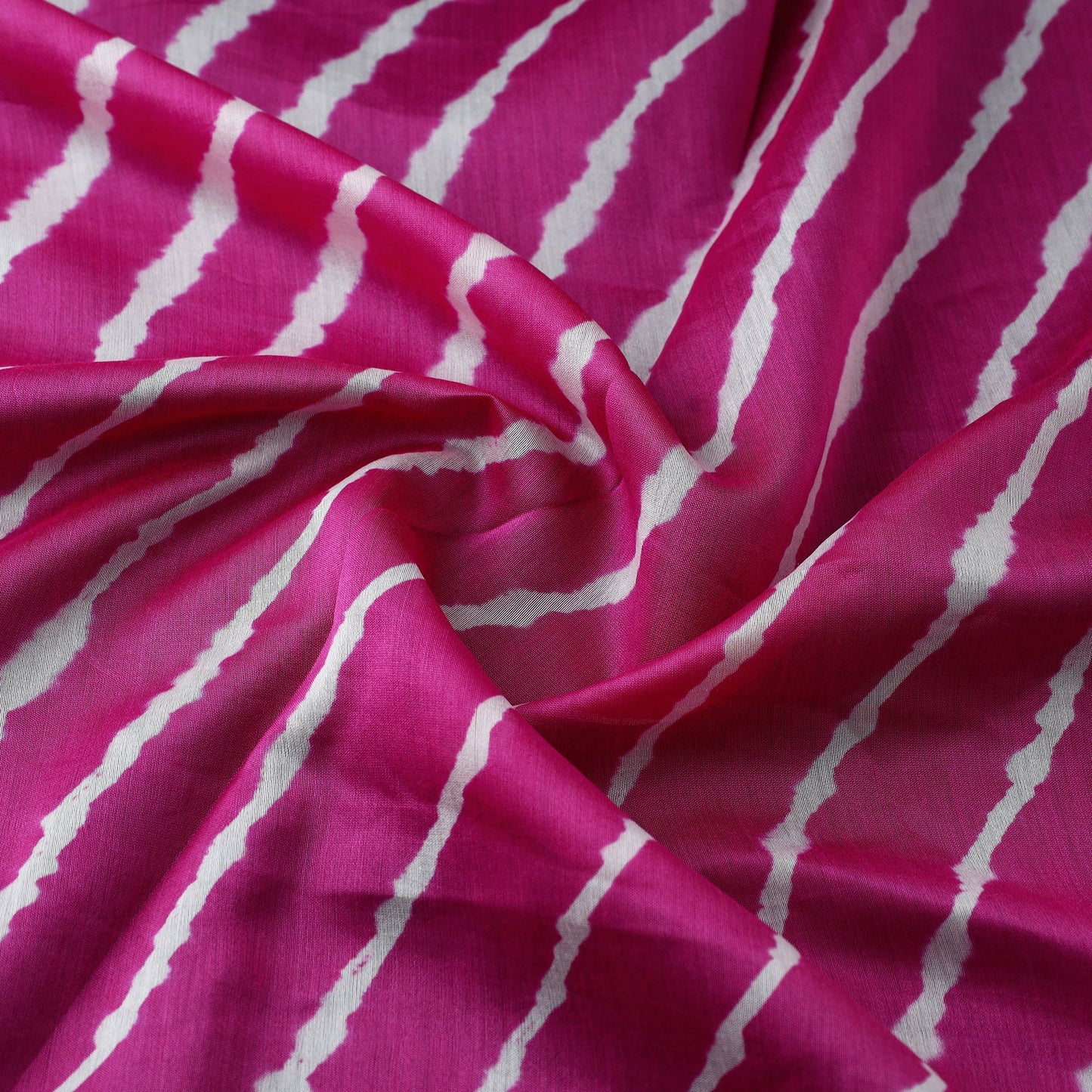 Pink Handloom Chanderi Silk Tie-Dye Leheriya Fabric