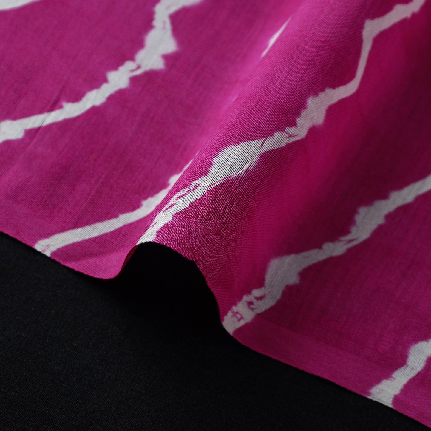 Pink Handloom Chanderi Silk Tie-Dye Leheriya Fabric