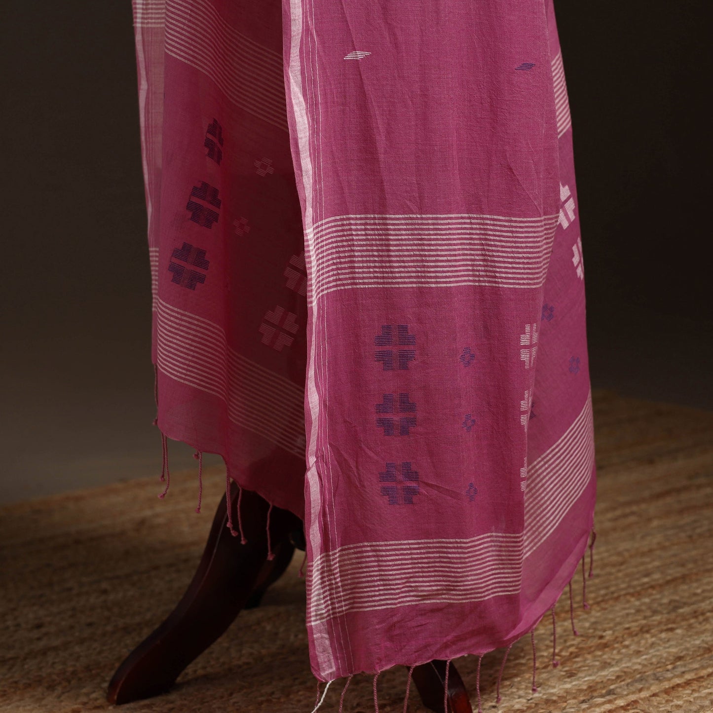Handloom cotton bengal jamdani dupatta 01 - handcrafted