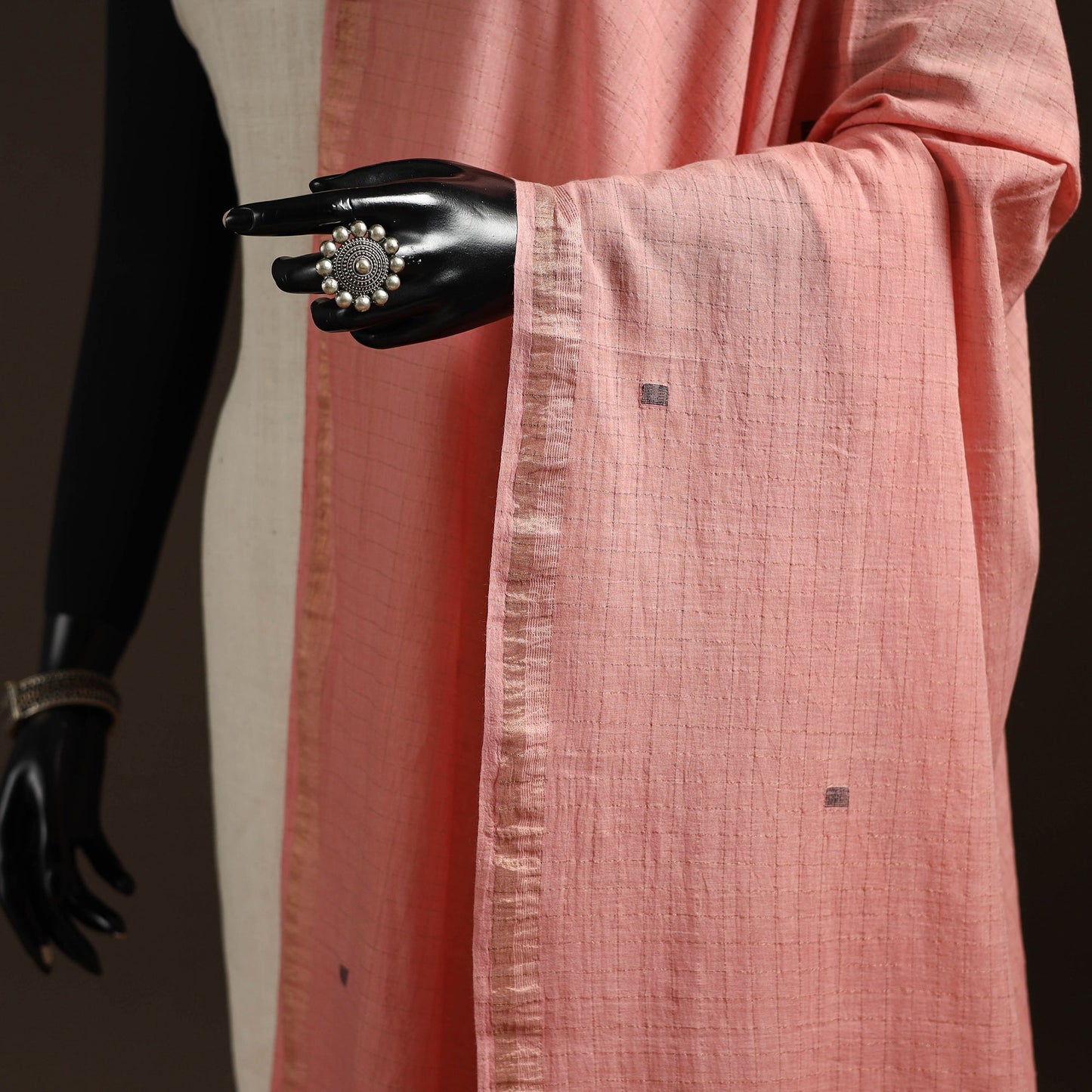 Handloom cotton bengal jamdani dupatta 03 - handcrafted