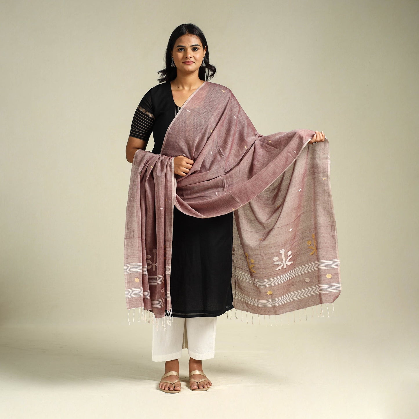 Buy Handloom Cotton Bengal Jamdani Dupatta